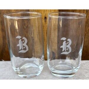 Clear Glass Tumbler With B Monogram Water Glass Set Of 2